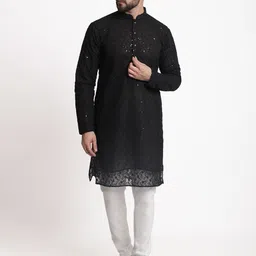 TREEMODA Ethnic Motifs Embroidered Regular Chikankari Kurta With Pyjamas image 1