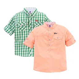 TONYBOY Boys Green Classic Gingham Checks Checked Casual Shirt-picture-30