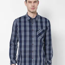 Pepe Jeans Men Blue Tartan Checks Cotton Casual Shirt-picture-48