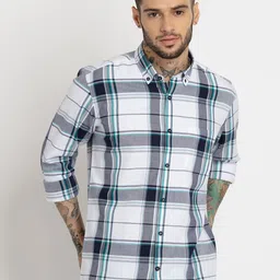 Status Quo Men Slim Fit Tartan Checked Cotton Casual Shirt-picture-28