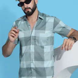 Indian Needle Classic Checked Spread Collar Casual Shirt-image-99