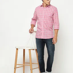 Crimsoune Club Classic Slim Fit Opaque Cotton Checked Casual Shirt-picture-36