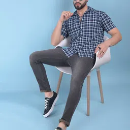Crimsoune Club Classic Slim Fit Spread Collar Checked Cotton Casual Shirt-picture-13
