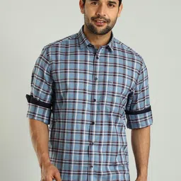 Indian Terrain Classic Slim Fit Checked Pure Cotton Casual Shirt-picture-21