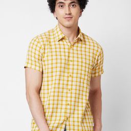 SPYKAR Gingham Checked Cotton Opaque Casual Shirt-picture-4