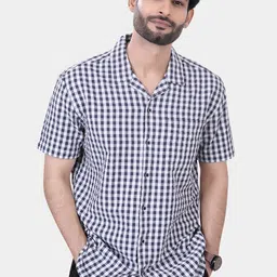 VASTRADO Classic Gingham Checked Lapel Collar Drop-Shoulder Sleeves Oversized Casual Shirt-picture-14