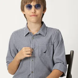 Nautica Boys Premium Gingham Checks Opaque Checked Casual Shirt-picture-54