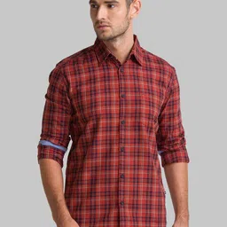 Parx Men Red Slim Fit Tartan Checks Opaque Checked Casual Shirt-picture-23