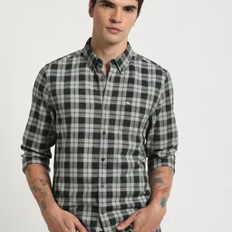 THE BEAR HOUSE Slim Fit Tartan Checked Button Down Collar Pure Cotton Casual Shirt-picture-24