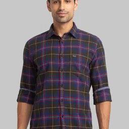 Parx Slim Fit Tartan Checked Cotton Casual Shirt-image-25
