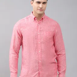 GANT Men Pink Solid Linen Casual Shirt-picture-14
