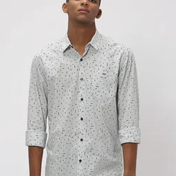 Mufti Trim Slim Fit Geometric Printed Pure Cotton Casual Shirt-image-12