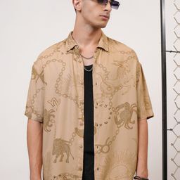 KETCH Conversational Printed Drop-Shoulder Sleeves Oversized Casual Shirt-picture-42