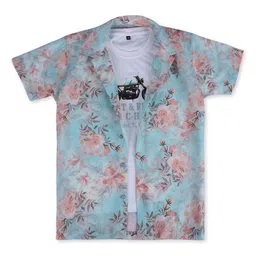 CAVIO Boys Standard Floral Opaque Printed Casual Shirt With T-shirt-picture-12
