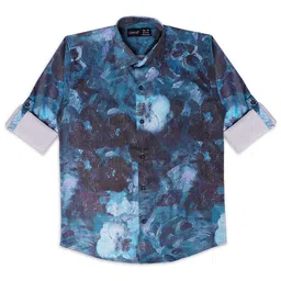 CAVIO Boys Comfort Floral Printed Roll-Up Sleeves Pure Cotton Casual Shirt-image-47
