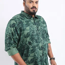 HIGHLANDER Men Plus Size Regular Fit Floral Printed Casual Cotton Shirt image 1