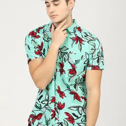 HIGHLANDER Men Blue & Red Slim Fit Floral Printed Casual Shirt-picture-14