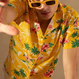 DENNISON Men Lightweight Cotton Block Printed Shirt-picture-5