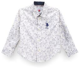 U.S. Polo Assn. Kids Boys Classic Fit Conversational Printed Roll-Up Sleeves Casual Shirt-picture-41