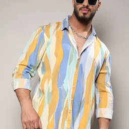 Instafab Plus Size Classic Abstract Printed Casual Shirt-picture-28
