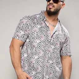 Instafab Plus Classic Floral Printed Spread Collar Cotton Casual Shirt-picture-31