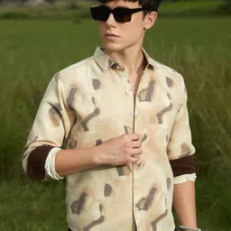 Campus Sutra Men Relaxed Fit Spread Collar Textured Cotton Casual Shirt-image-75