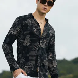 Campus Sutra Men Relaxed Fit Spread Collar Floral Printed Cotton Casual Shirt-picture-37
