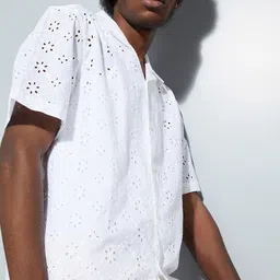 max Cuban Collar Short Sleeves Printed Cotton Casual Shirt-image-27