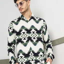 Celio Classic Opaque Abstract Printed Spread Collar Casual Shirt image 1