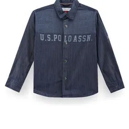U.S. Polo Assn. Kids Boys Classic Typography Printed Spread Collar Cotton Casual Shirt-picture-44