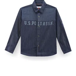 U.S. Polo Assn. Kids Boys Classic Typography Printed Spread Collar Cotton Casual Shirt-picture-32