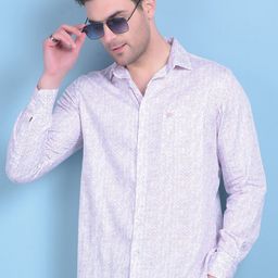 Crimsoune Club Classic Slim Fit Geometric Printed Spread Collar Pure Cotton Shirt-picture-33
