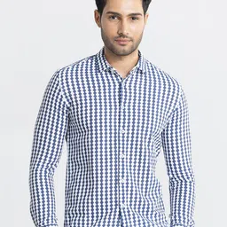Snitch Classic Slim Fit Printed Spread Collar Casual Shirt-image-29