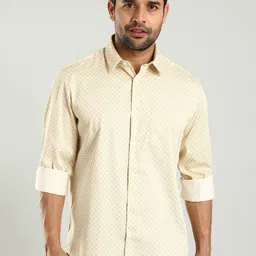 Indian Terrain Classic Slim Fit Geometric Printed Cotton Casual Shirt-image-70