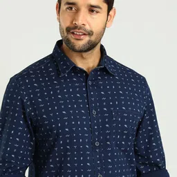 Indian Terrain Slim Fit Printed Spread Collar Long Sleeves Cotton Casual Shirt-image-85
