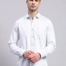 Monte Carlo Classic Spread Collar Slim Fit Opaque Printed Cotton Casual Shirt image 1
