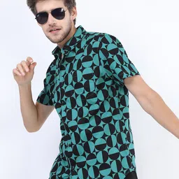 KETCH Men Black Slim Fit Printed Casual Shirt-image-89