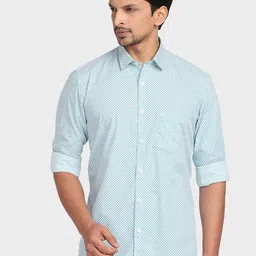 ColorPlus Men Green Tailored Fit Printed Cotton Casual Shirt-picture-23