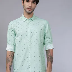 HIGHLANDER Men Sea Green Slim Fit Printed Casual Shirt-picture-30