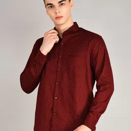 TIM PARIS Spread Collar Long Sleeves Standard Micro Ditsy Printed Pure Cotton Casual Shirt-picture-38