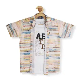 CAVIO Boys Comfort Fit Abstract Printed Opaque Casual Shirt With Printed T-shirt-picture-27