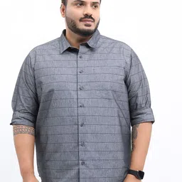 HIGHLANDER Men Plus Size Striped Slim Fit Casual Shirt-picture-36