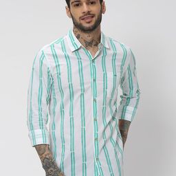 Mufti Striped Pure Cotton Slim Fit Casual Shirt-picture-28