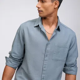 HIGHLANDER Men Spread Collar Solid Cotton Casual Shirt-picture-25