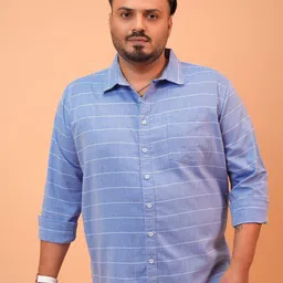 HIGHLANDER Men Plus Size Horizontal Striped Casual Shirt-picture-25