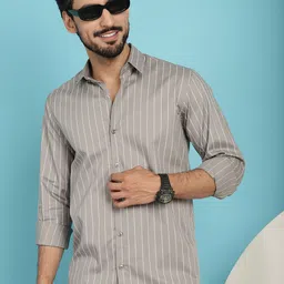 Indian Needle Classic Cotton Striped Casual Shirt-image-53