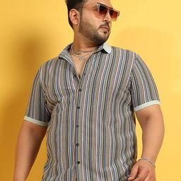 Instafab Plus Size Classic Opaque Striped Cotton Casual Shirt-picture-11