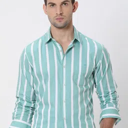 Mufti Slim Fit Vertical Striped Cotton Casual Shirt-picture-16