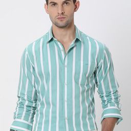 Mufti Slim Fit Vertical Striped Cotton Casual Shirt-picture-23