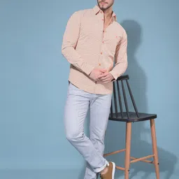 Crimsoune Club Classic Slim Fit Opaque Abstract Printed Spread Collar Casual Shirt-image-46